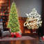 Arbre de Noël mince de 7 pi avec 400 lumières DEL blanc chaud, 1180 pointes en PE + PVC, conception à charnières peu encombrante, installation facile, support en métal robuste, arbre de Noël-1911566291