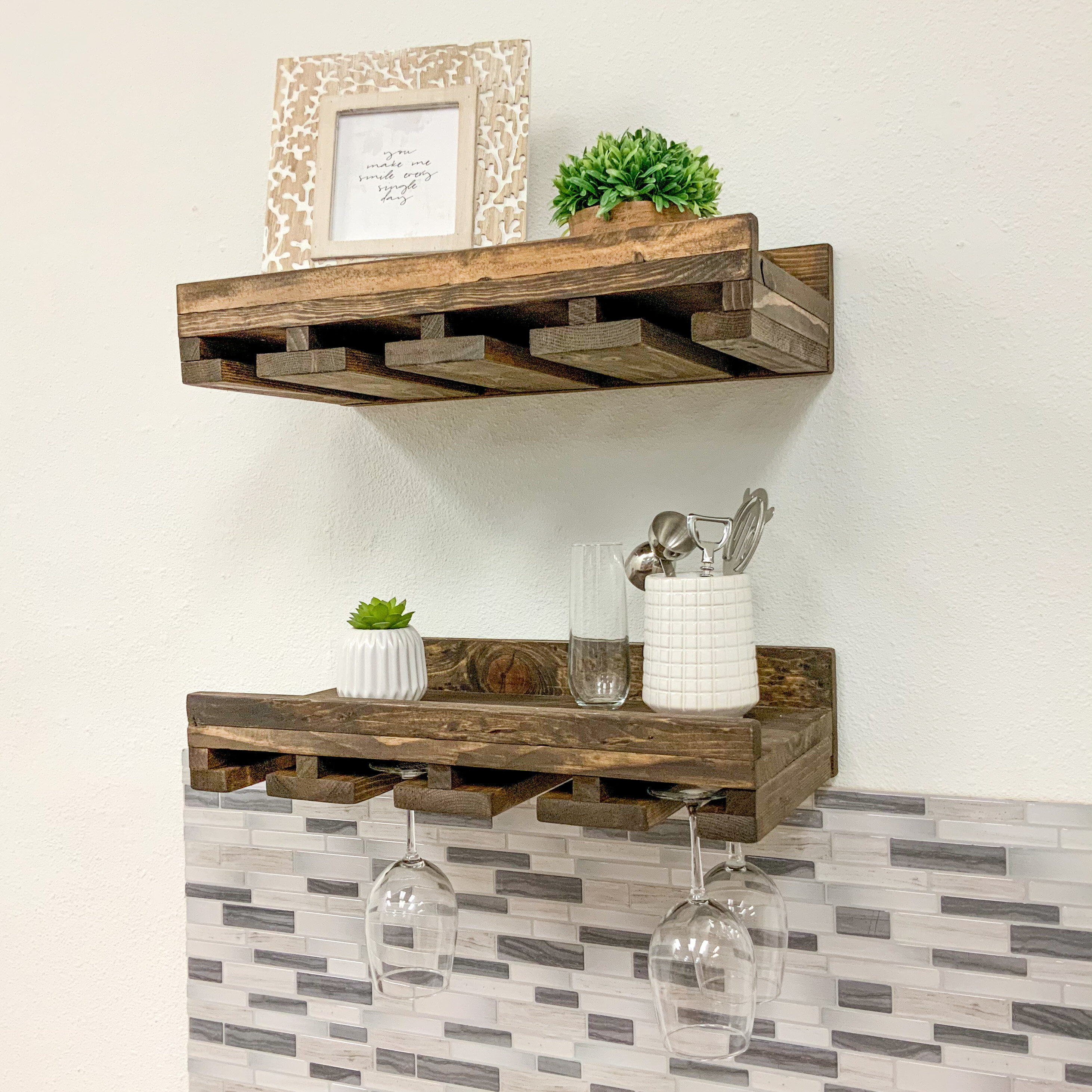Union RusticSolid Wood Wall Mounted Wine Glass Rack & Reviews