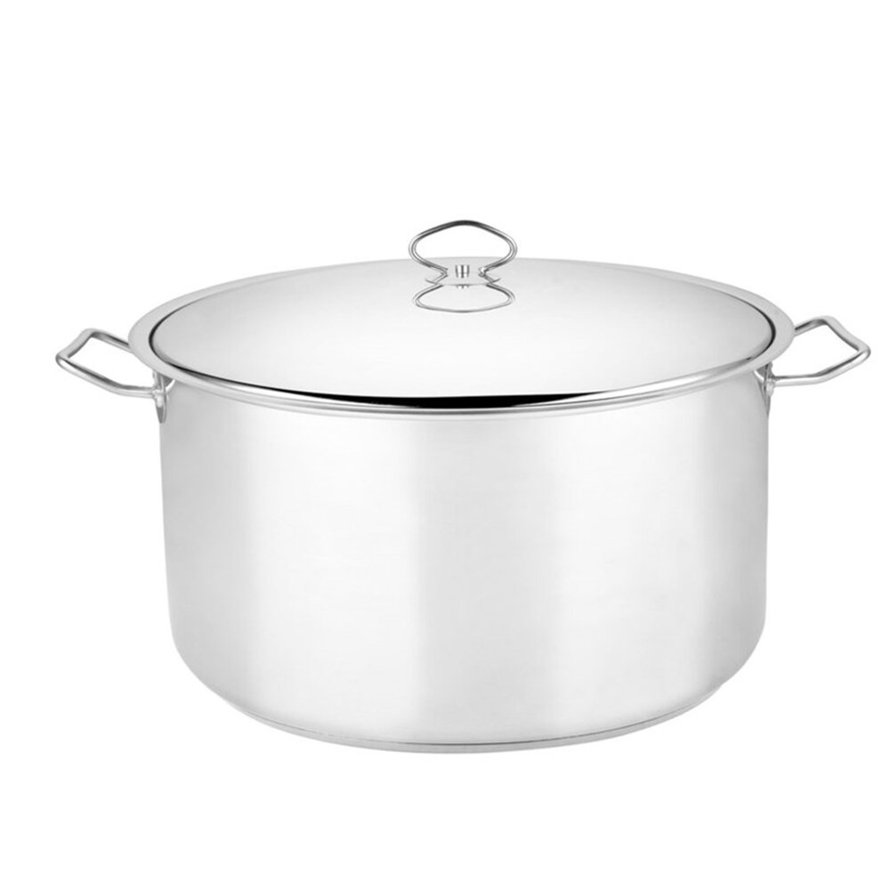 16 qt, 11-1/2 Diameter Stock Pot with Lid, Stainless Steel, Encapsulated  Base, Dishwasher Safe