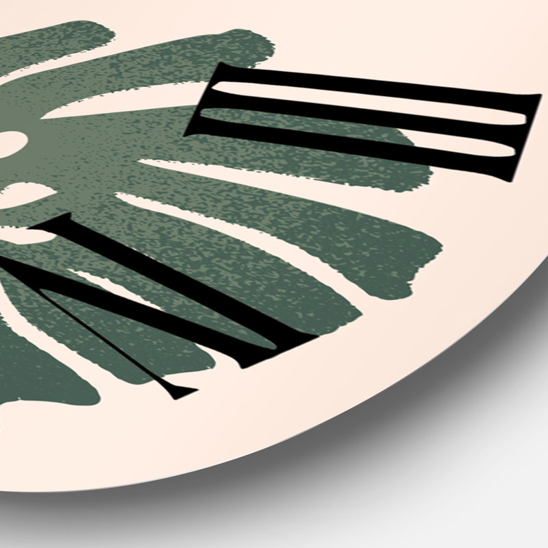 Moon and Sun Shapes In Retro Green & Terracotta Tone - Horloge murale moderne, Grand
