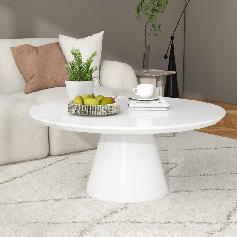 Lippa 35" Round Coffee Table, White
