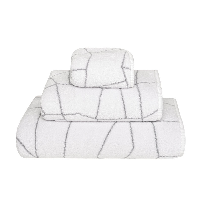Amalia Fingertip Towel, White/Silver