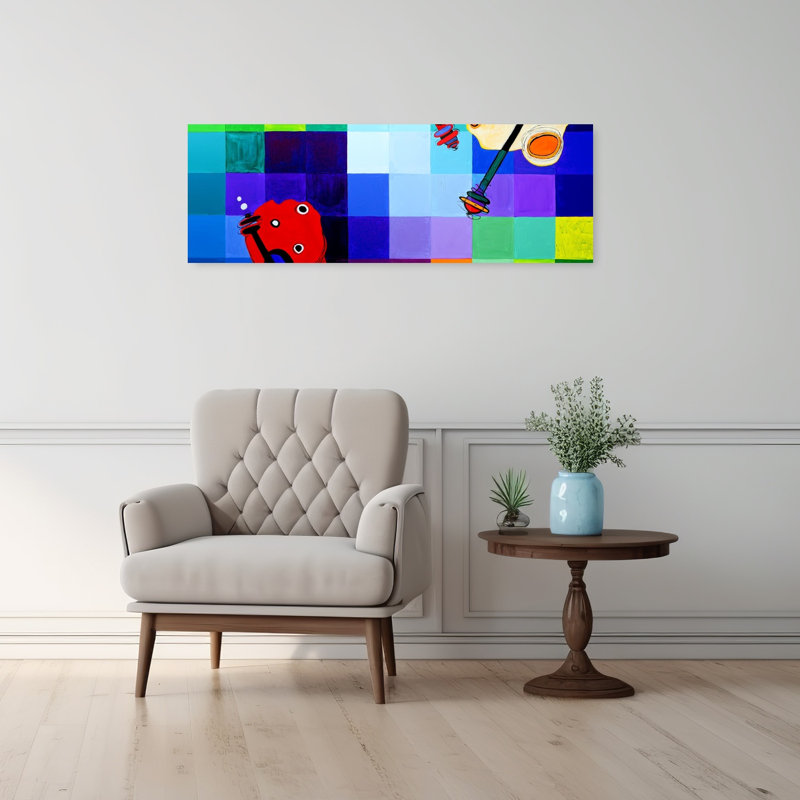 Art abstrait coloré, paysage contemporain contemporain, paysage géométrique coloré, H 36 po x l 12 po