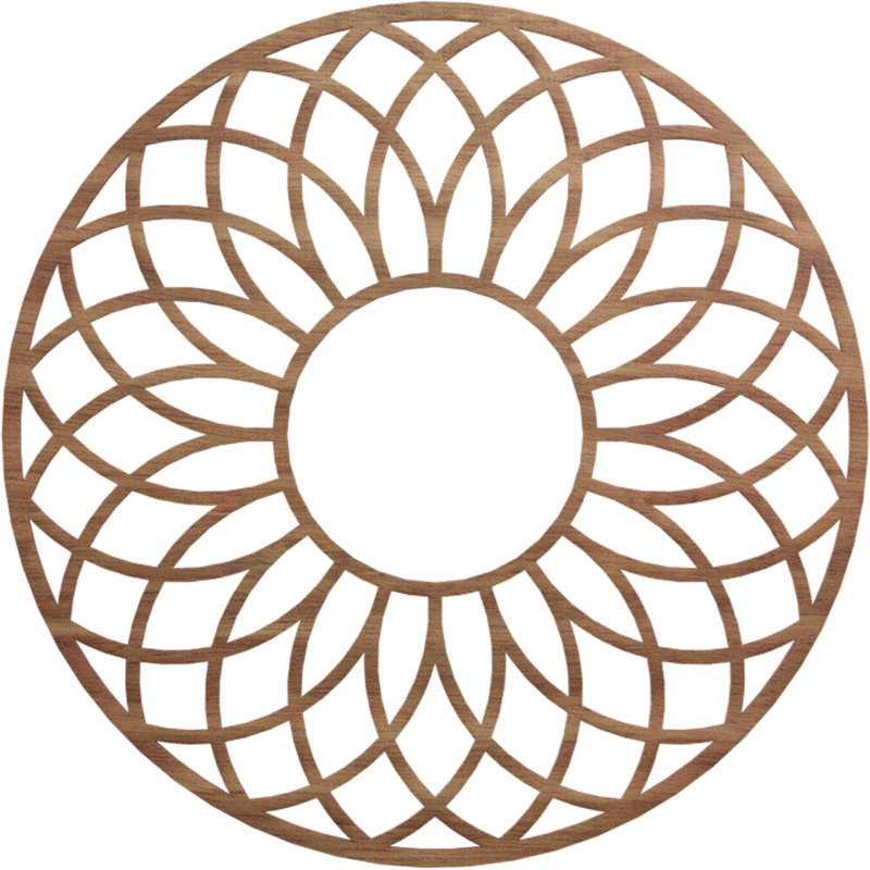 Médaillon de plafond en bois ajouré Cannes, Noyer, H 30 po x l 30 po x P 0,38 po