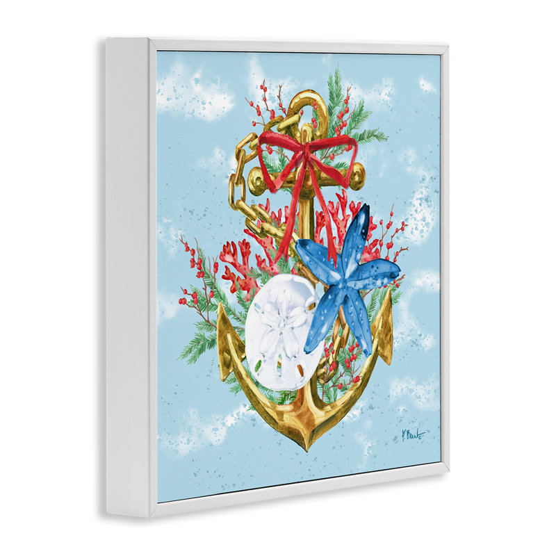  Holiday Submerged Anchor Grey Framed Giclee Art by Paul Brent, H 24 po x l 24 po