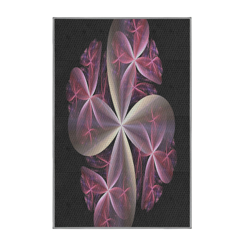 Tapis noir/rose à tisser électrique, Rectangle 6 pi x 9 pi