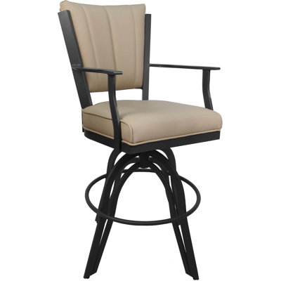 Leather Counter Swivel Metal Stool - 26" Seat