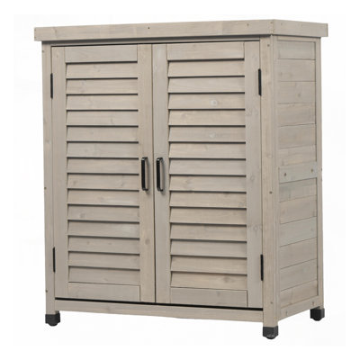 Potting Bench with Storage Cabinet and Metal Table Top for Outdoor Patio