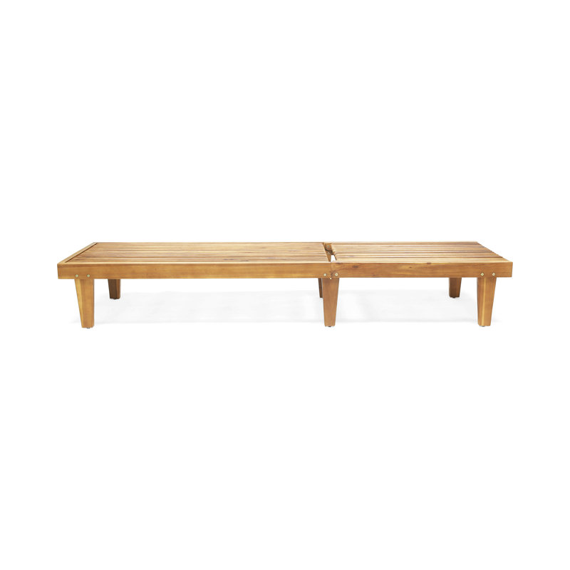 NADINE PATIO CHAISE LOUNGE CHAIR WITH CUSION, Natural Wood