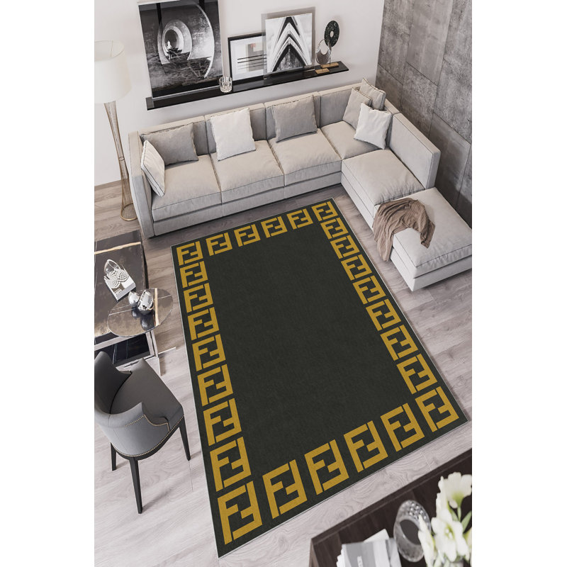 Tapis gris foncé élégant, 4,6 x 7,2 pieds | 100% polyester, 650 g / m² | Pois antibactérien, écologique et antidérapant en PVC | Lavable à la machine, durable et facile à nettoyer | Parfait pour le salon et la chambre à coucher