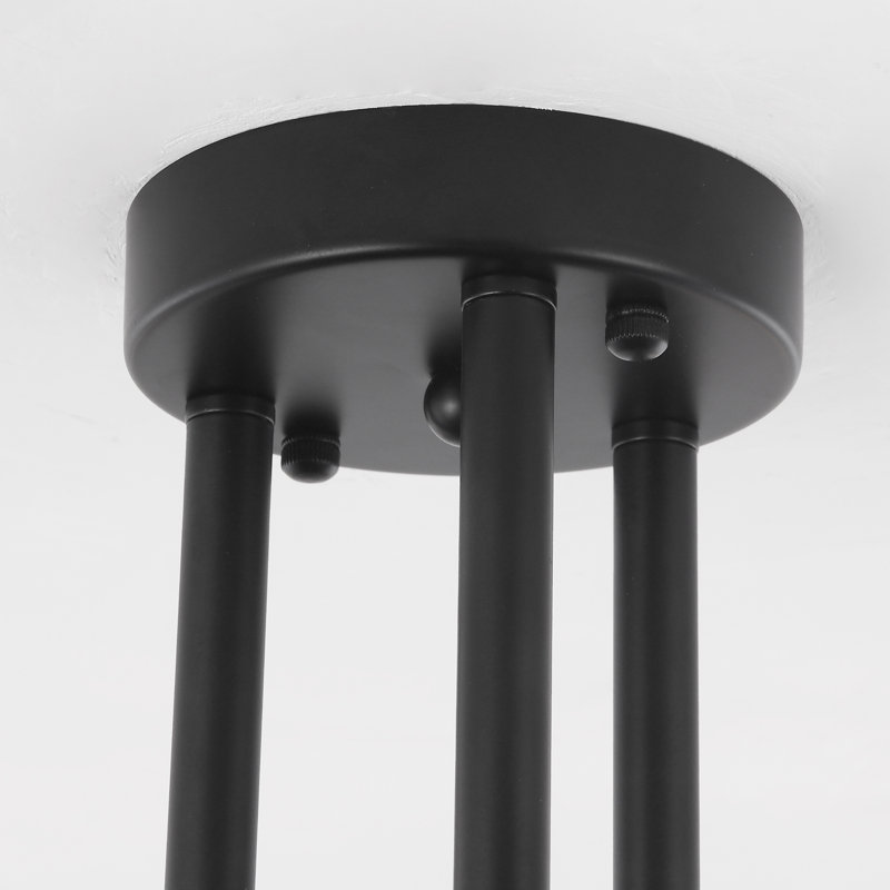 Plafonnier semi-encastré linéaire moderne à 6 lumières de style lustre spoutnik 27,56 po Eiren, Noir