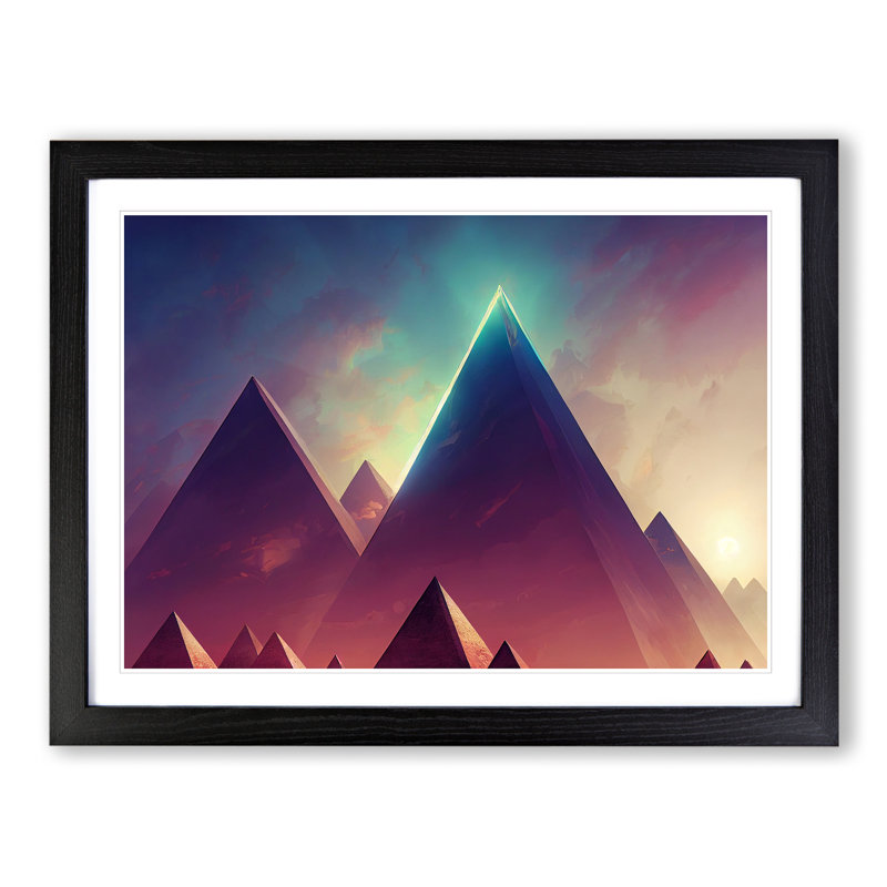 Futuristic Pyramids Vol.3 Abstract - Single Picture Frame Print, Black Framed, 25cm H x 34cm W x 2cm D