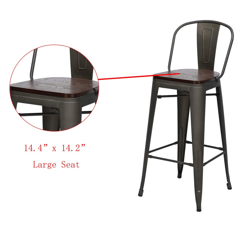 Tabouret de bar et de comptoir Rosenberry, Rouillé, Tabouret de comptoir (siège d’une hauteur de 24