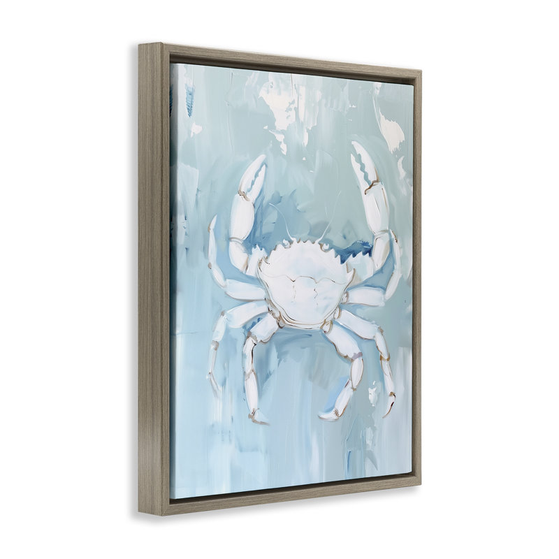  «White Coastal Crab» par Arlington Prints, Cadre flottant orme Montalcino, H 31 po x l 25 po