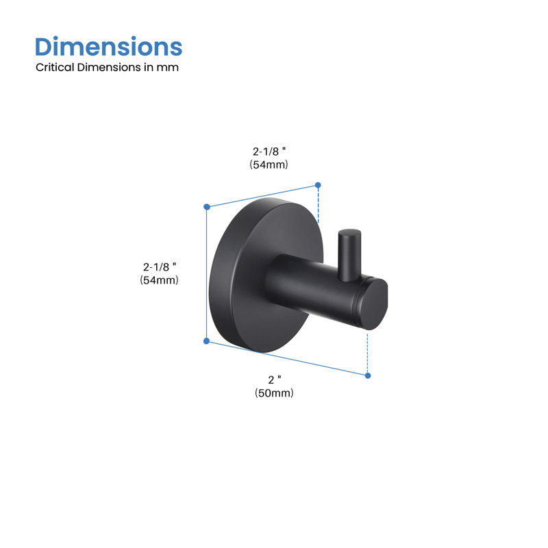 Wall Mounted Robe Hook, Matte Black