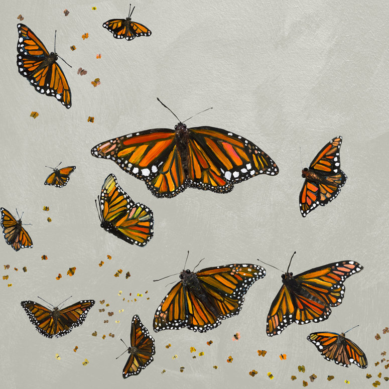 «Monarchs» par Eli Halpin, reproduction d'art sur toile en argent, H 16 po x l 16 po