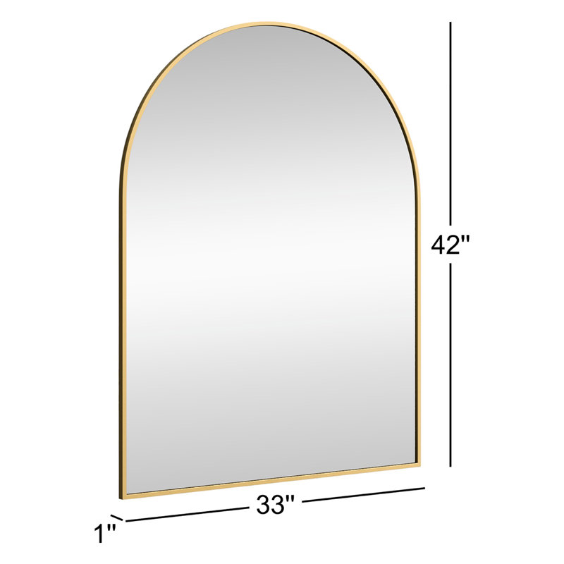 Sabine Metal Arch Wall Mirror, Brass, 42" x 33"