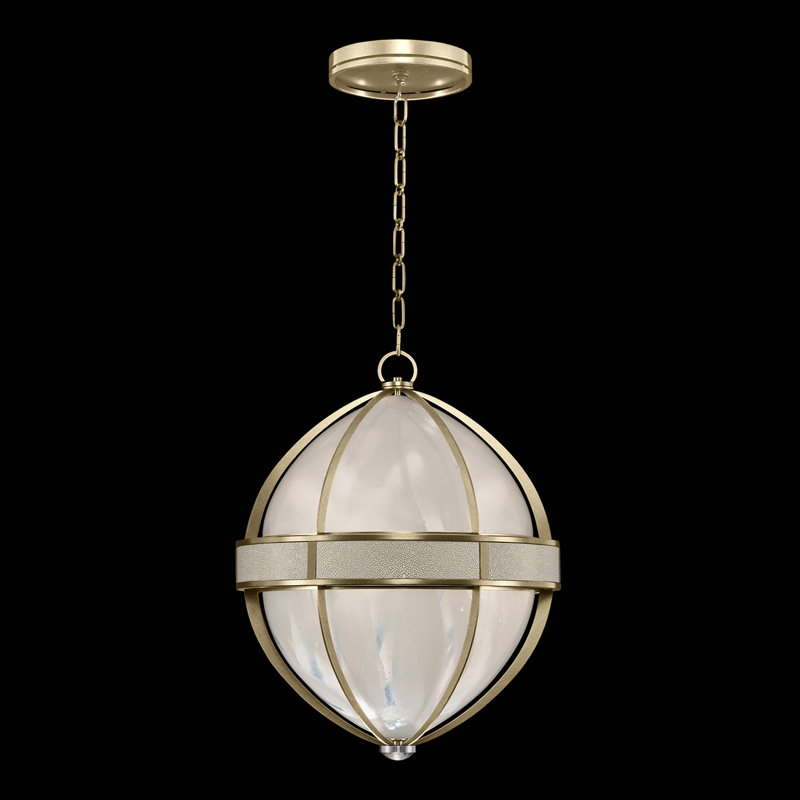 Luminaire suspendu rond l 18,75 po Mirage, Coco, Feuille d'or douce standard / nickel