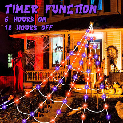 Halloween Spider Web Lights 150 LED Lighted Spider Web Giant 16.4 Ft