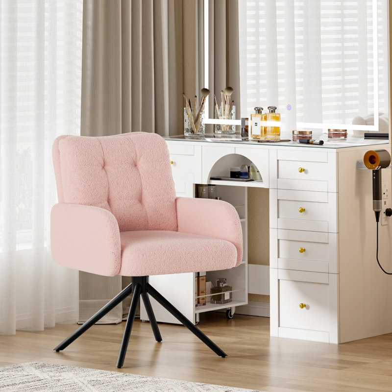 Upholstered Swivel Accent Chair, Pink