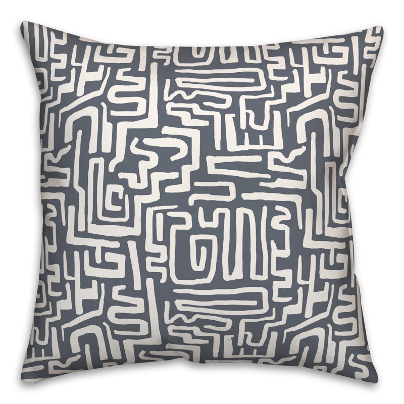 Coussin extérieur bleu marine Wiggly Shapes, H 18 po x l 18 po, Ardoise