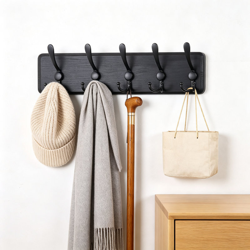 Porte-manteau mural rustique à trois crochets, style ferme, en bois, pour entrée, idéal pour sacs à dos, vestes, chapeaux et plus encore, ensemble de 2