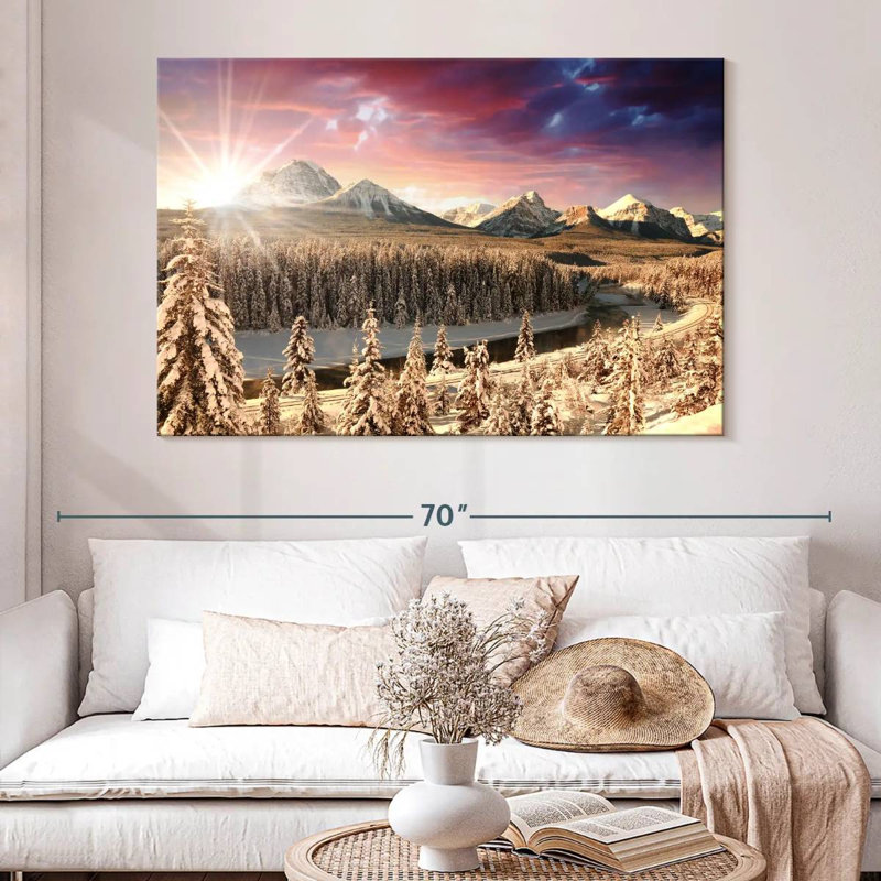 Alvord Alberta Rockies Winter Sun, H 34 po x l 51 po