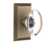 Studio Plate with Oval Clear Crystal Door Knob
