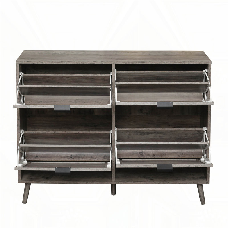 Freestanding Modern Shoe Storage Cabinet, Dark Gray
