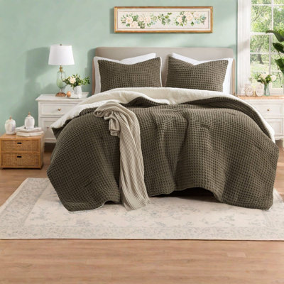 Cozy King Bedding Sets, Polyester Chenille Waffle Sherpa For Home