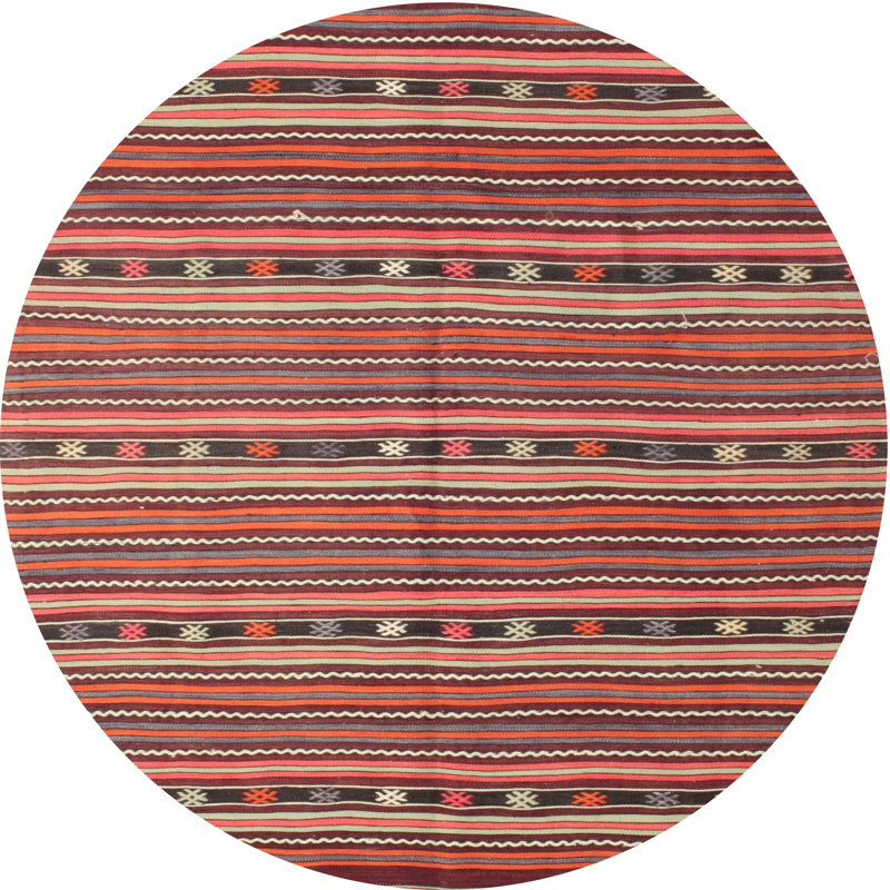 Rouge/vert contemporain Tapis décoratif, Rond 6 pi