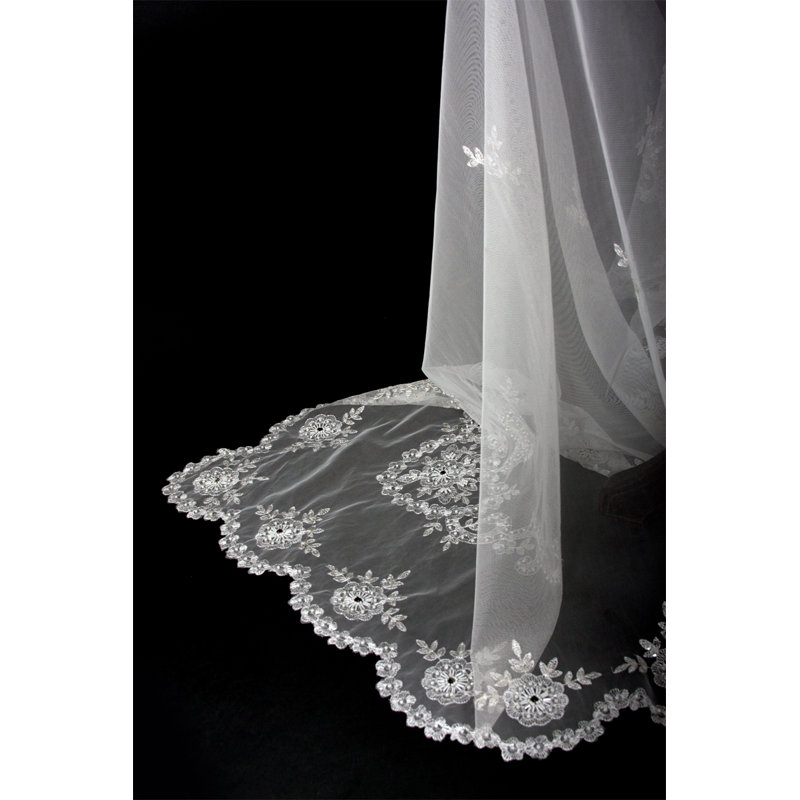 80" x 80" White Lace Embroidered Tablecloth with Beaded Accents