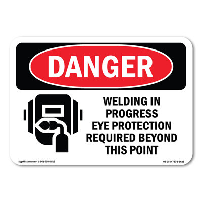 Welding In Progress Eye Protection Required Plastic Sign 18" X 12"
