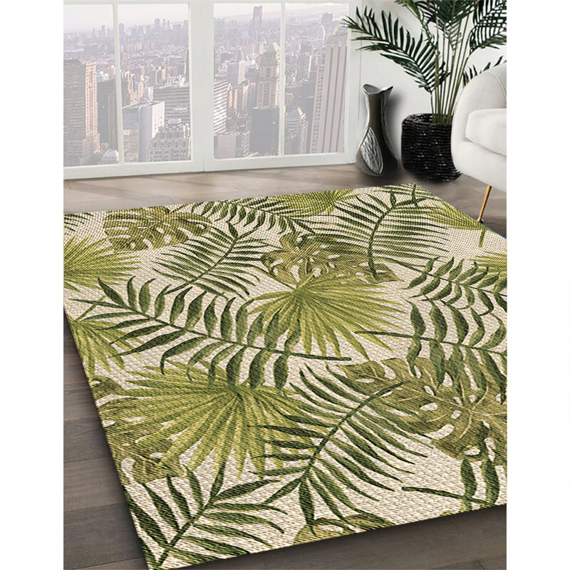 Tapis 100% à motifs lavables à la machine 2989 Pat3540 BRN, Rond 7 pi