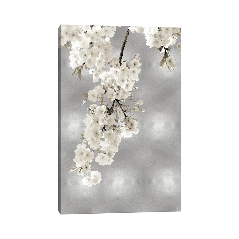 White Blossoms On Silver II by Kate Bennett - Wrapped Canvas Gallery-Wrapped Canvas Giclée, 45.72cm H x 30.48cm W