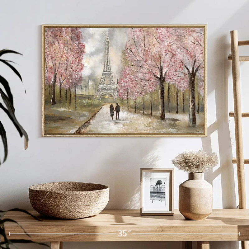 Balade à Paris, Cadre flottant noir, 43 po x 29 po