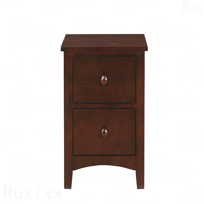 Table de chevet 2 tiroirs chêne foncé foncé, 1 pièce moderne en bois avec placage de pin et panneau de fibres à densité moyenne