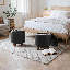 Upholstered Storage Ottoman, PU Leather Button Tufted Footrest Round Footstool With Removable Bin-107234580