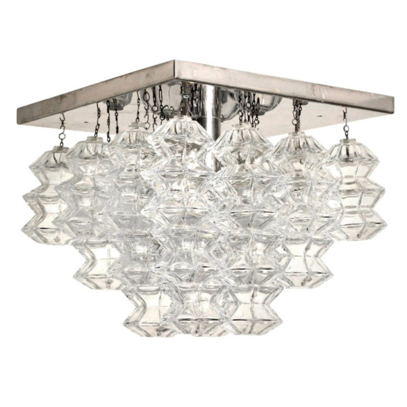 Lustre vénitien à tambour Kalmar, Fumée, Nickel, 35" Width x 27" Depth x 35" Height