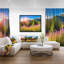 «Mountains with Pink Flowers», reproduction de photo sur toile-118101101-118101103