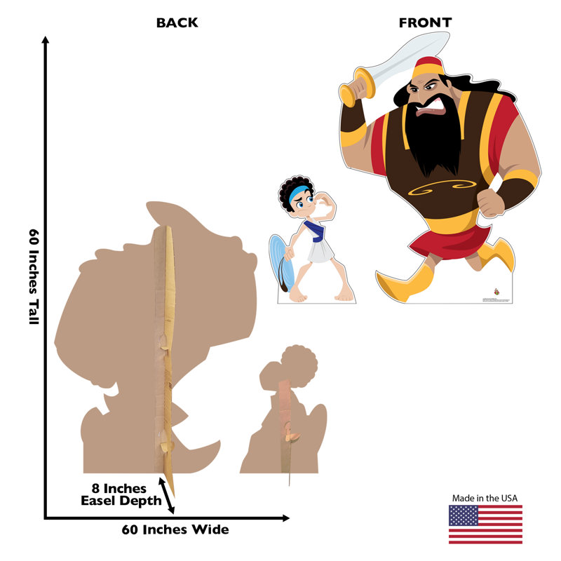 David et Goliath en carton debout
