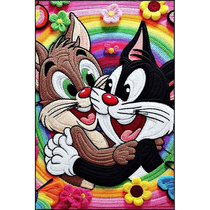 Personnages de dessins animés multicolore Bugs Bunny, Rectangle 3 pi 11 po x 5 pi 11 po