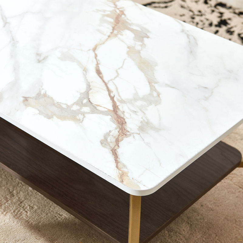 Table basse Table d'appoint rectangulaire avec centre en métal