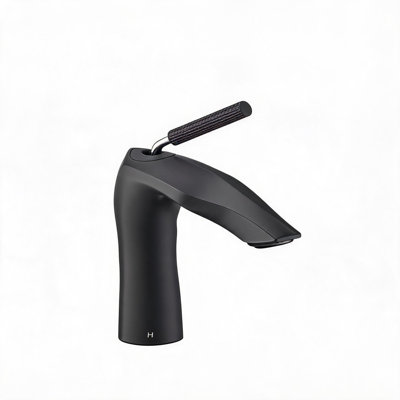 Robinet de lavabo à poignée simple en laiton massif noir mat avec robinet à disque en céramique