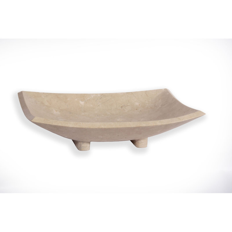 Hispania Home Bora 15.75'' Beige Stone Rectangular Bathroom Sink