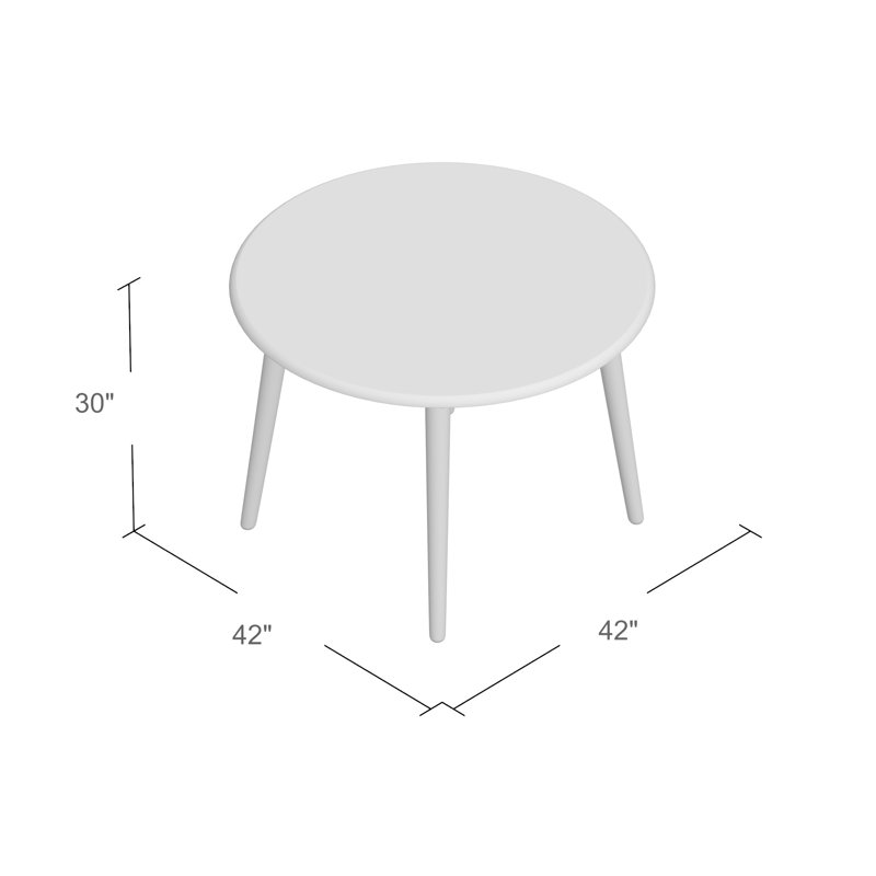 Demi-Lee Round Solid Wood Dining Table, White