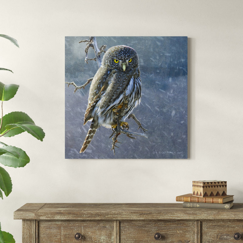 Hibou en hiver II, H 30 po x l 30 po x P 1,25 po