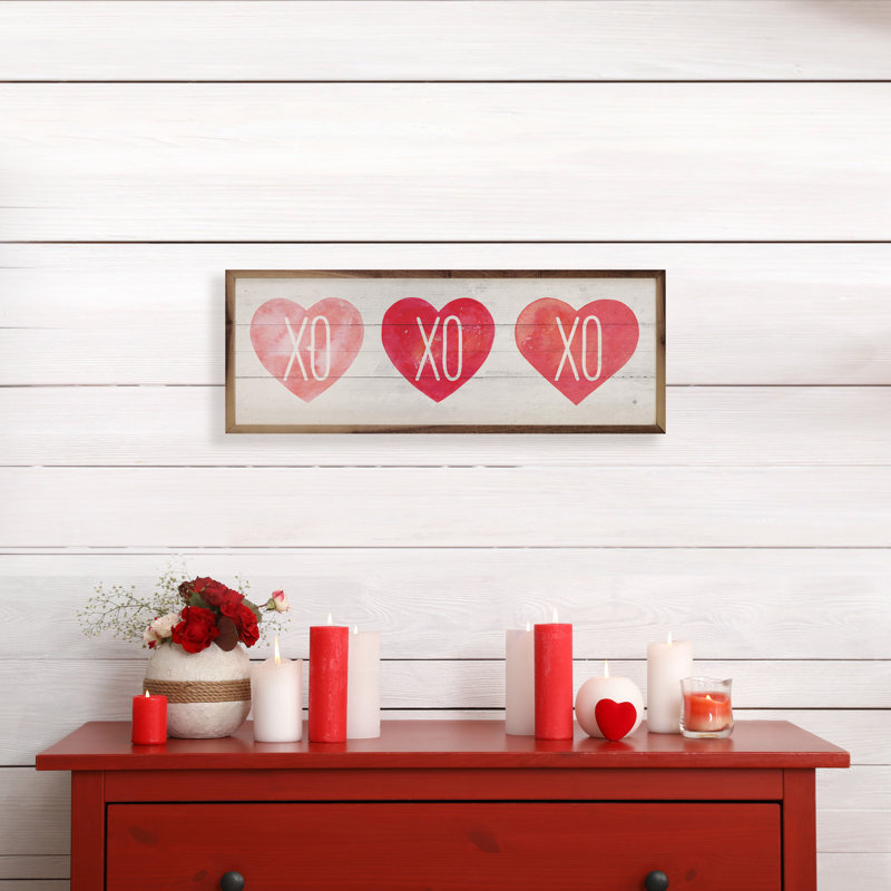 XO Hearts - blanc délavé, H 16 po x l 48 po x P 1 po