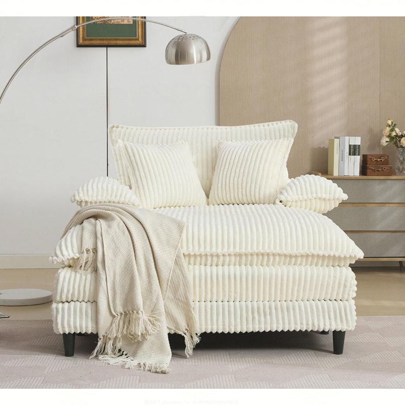 Canapé-lit surdimensionné l 54,75 po Corduroy, 1, Beige