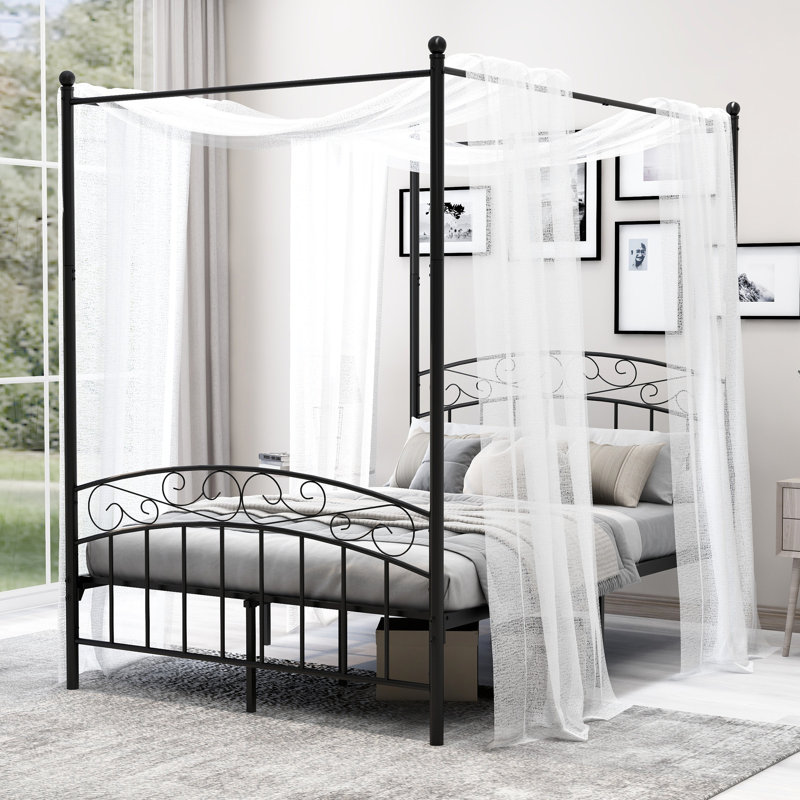Jasalyn Metal Canopy Bed, Black, Full